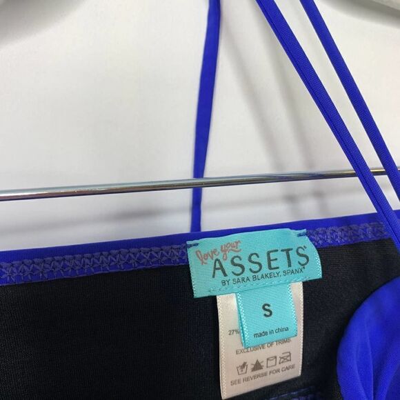 SPANX Swim Womens Assets Strapless Tankini With Ruched Sides Blue Ladies Small - Picture 3 of 5